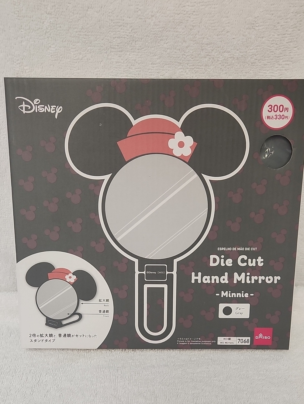 Disney Minnie Die Cut Hand Mirror in Gray And Red